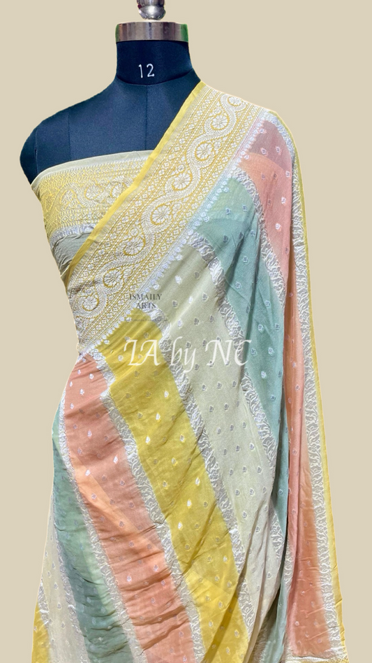 Yellow Banarasi Pure Khaddi Georgette Saree