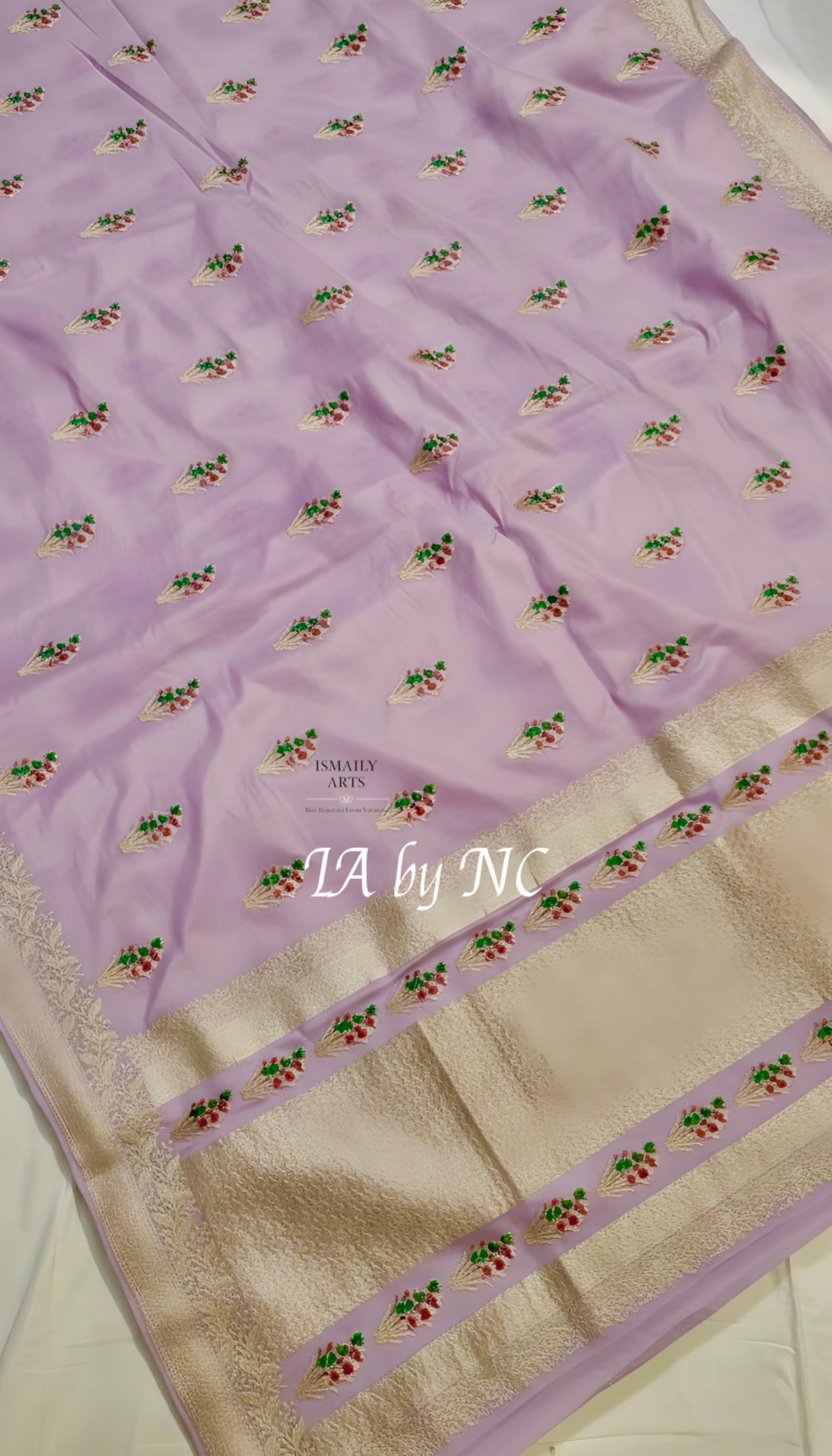 Thistle Banarasi Mashru Katan Silk Meenakari Saree