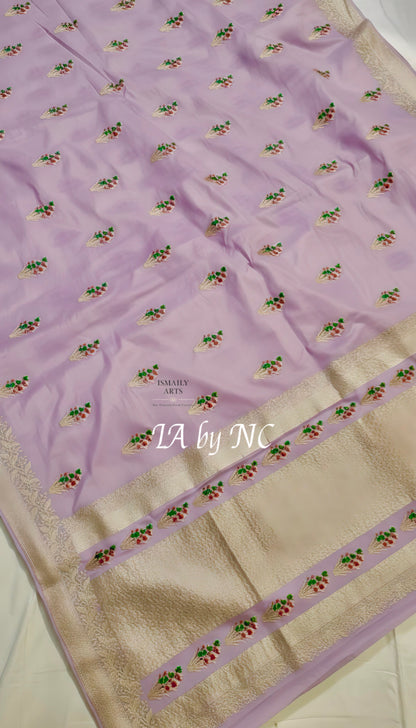 Thistle Banarasi Mashru Katan Silk Meenakari Saree