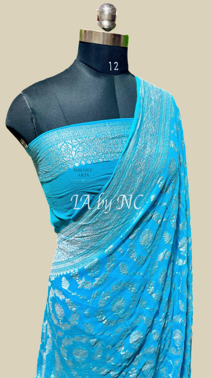 Sky Banarasi Pure Khaddi Georgette Saree