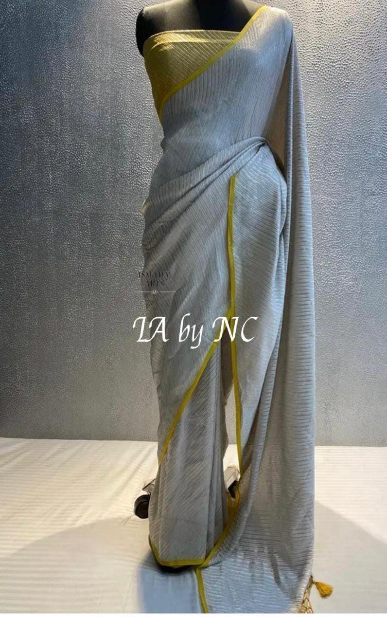Off white Banarasi Pure Khaddi Georgette Brocade Saree