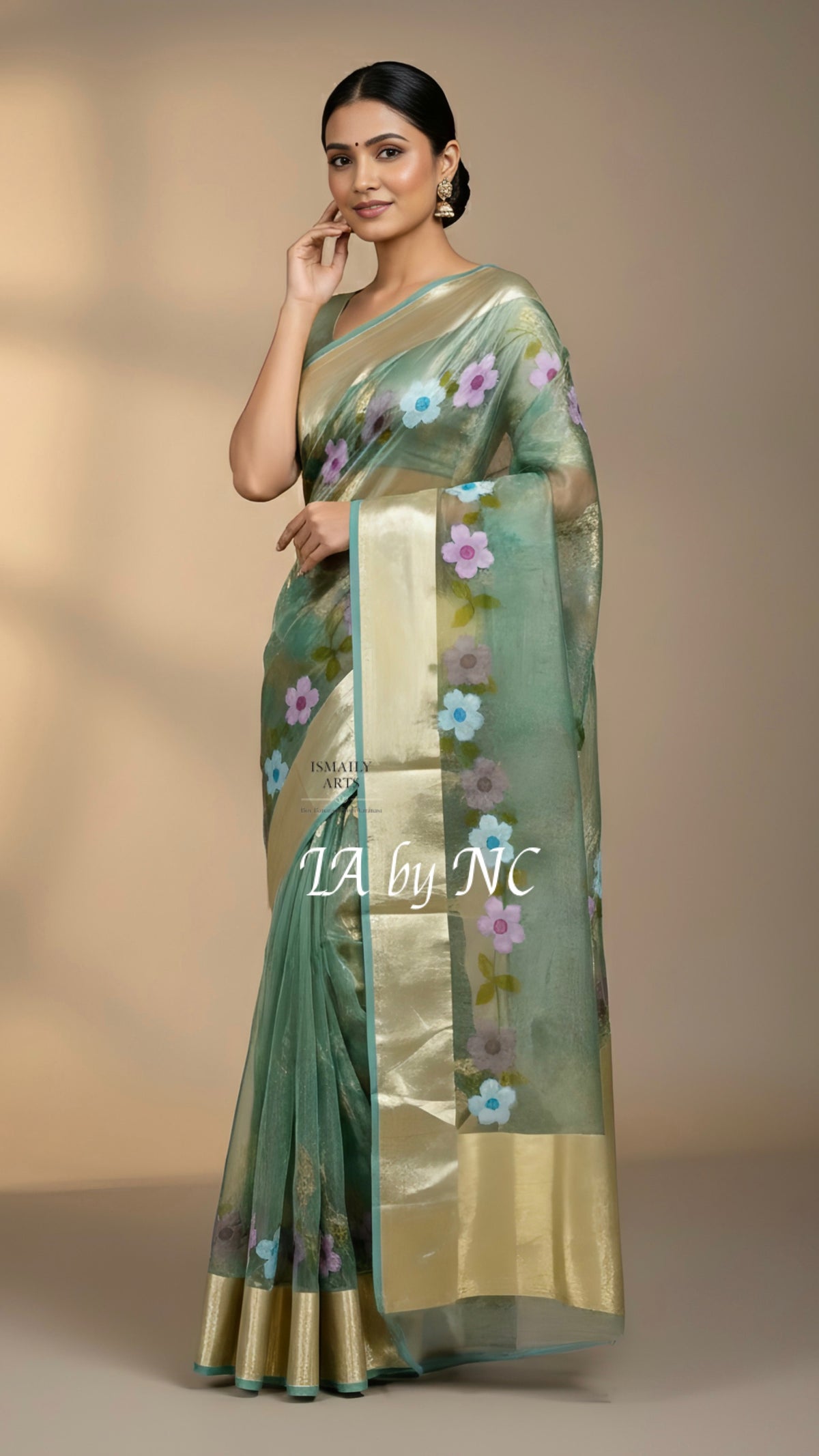 Turquoise Banarasi Pure Tissue Silk Saree
