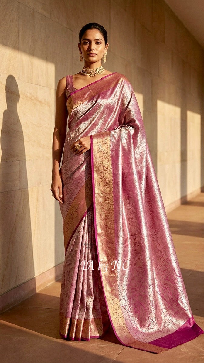 Mulberry Banarasi Pure Tissue Silk Brocade Saree