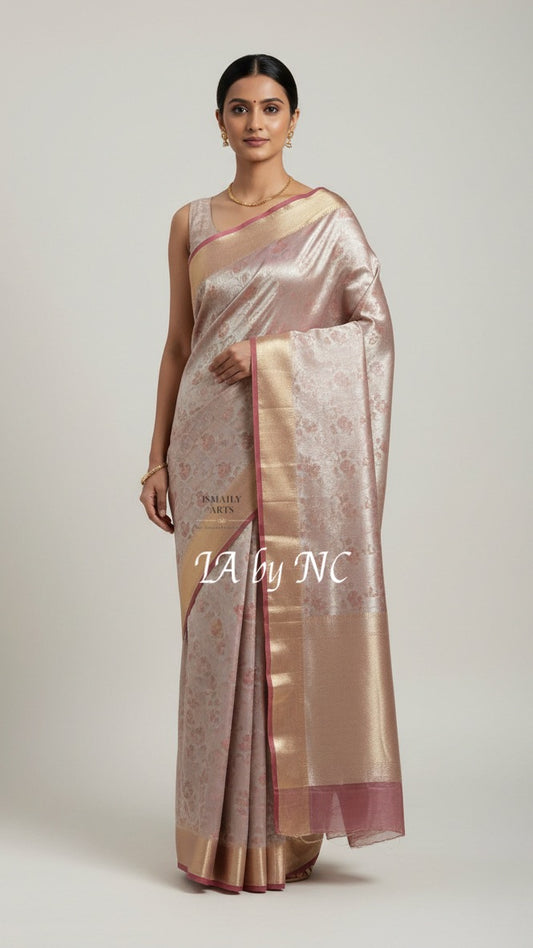 Carmine Banarasi Pure Tissue Silk Brocade Saree
