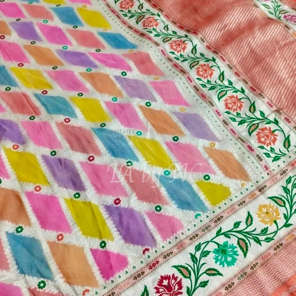 Banarasi Pure Khaddi Tussar Georgette Paithani Saree