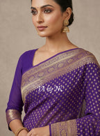 Purple Banarasi Pure Khaddi Georgette Saree