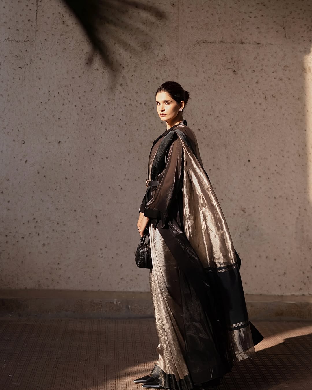 Black Banarasi Pure Tissue Silk Saree - Satin Border