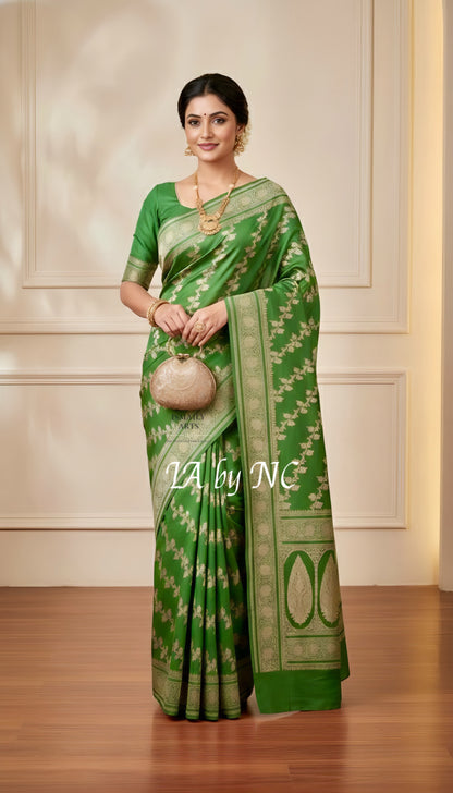 Forest Banarasi Mashru Katan Silk Saree