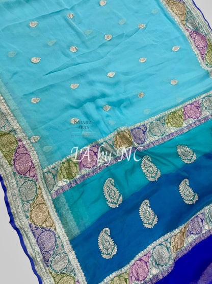 Baby Banarasi Pure Khaddi Georgette Kadwa Saree