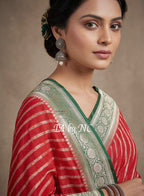 Carmine Banarasi Pure Chiffon Georgette Saree