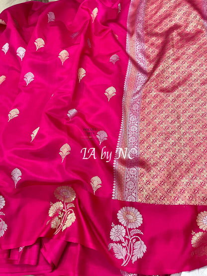 Ruby Banarasi Pure Katan Silk Raw Mango Kadwa Saree