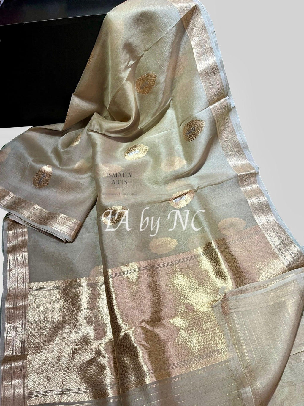 Abalone Banarasi Pure Kora Organza Kadwa Saree