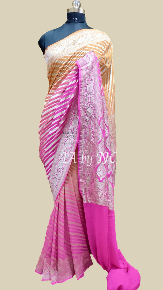 Pink Banarasi Pure Khaddi Georgette Sarees