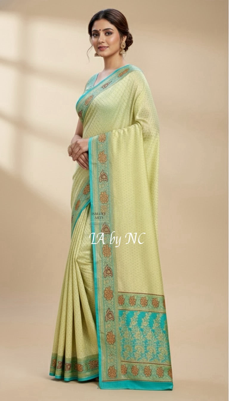 Cream Banarasi Pure Khaddi Georgette Saree