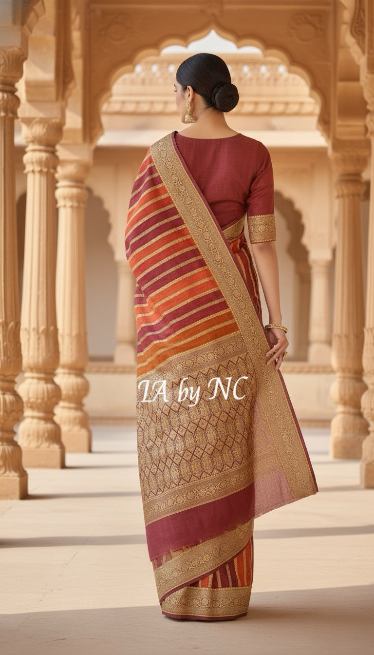 Wine Banarasi Pure Khaddi Georgette Saree