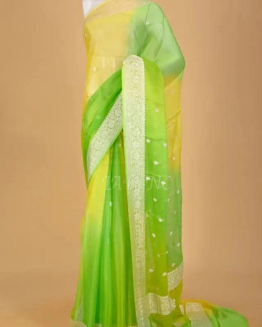Kelly Banarasi Pure Khaddi Georgette Kadwa Saree