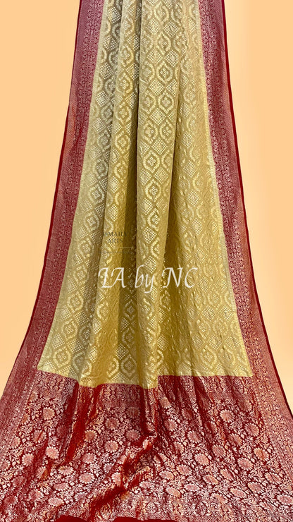 Beige Banarasi Pure Khaddi Georgette Saree