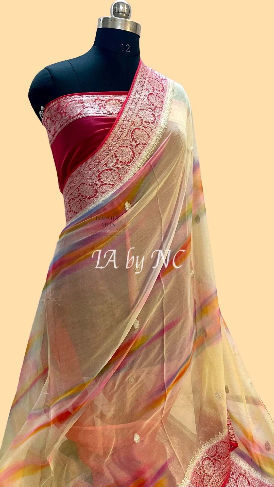 Crimson Banarasi Pure Khaddi Georgette Kadwa Saree