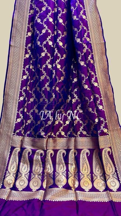 Grape Banarasi Pure Katan Silk Pattu Saree