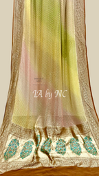 Tawny Banarasi Pure Khaddi Georgette Saree