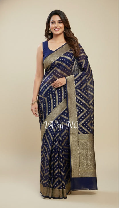Space Banarasi Pure Khaddi Georgette Saree
