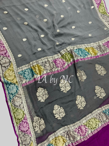 Iron Banarasi Pure Khaddi Georgette Kadwa Saree