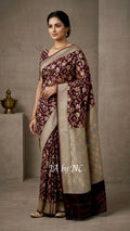 Mahogany Banarasi Pure Khaddi Georgette Saree