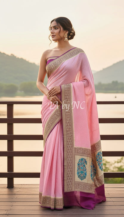 Byzantine Banarasi Pure Khaddi Georgette Saree