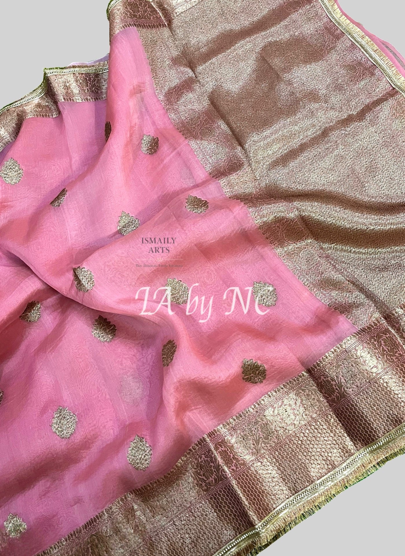 French Banarasi Pure Kora Organza Kadwa Saree