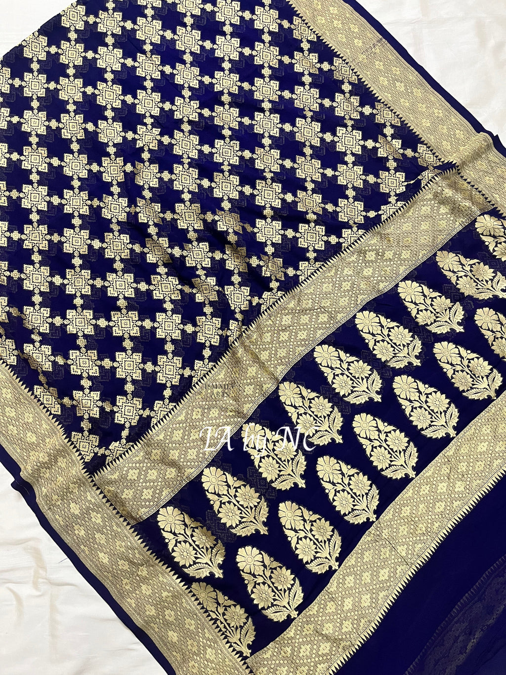 Denim Banarasi Pure Khaddi Georgette Saree