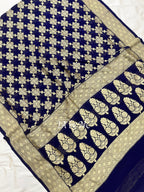 Denim Banarasi Pure Khaddi Georgette Saree