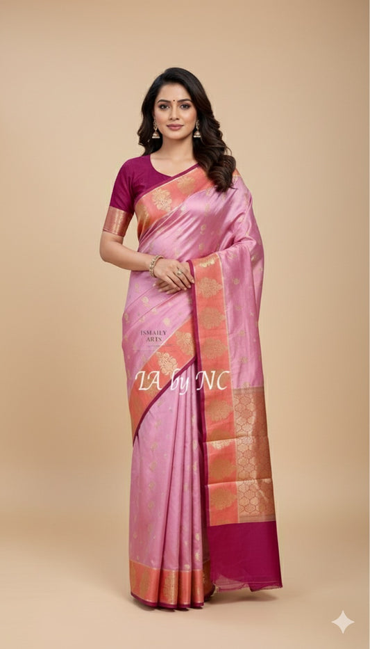 Mulberry Banarasi Pure Katan Silk Raw Mango Saree