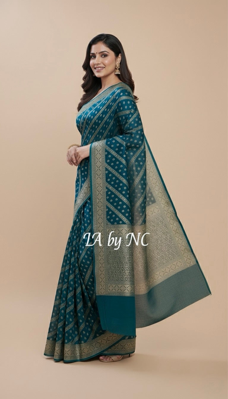 Prussian Banarasi Pure Khaddi Georgette Saree