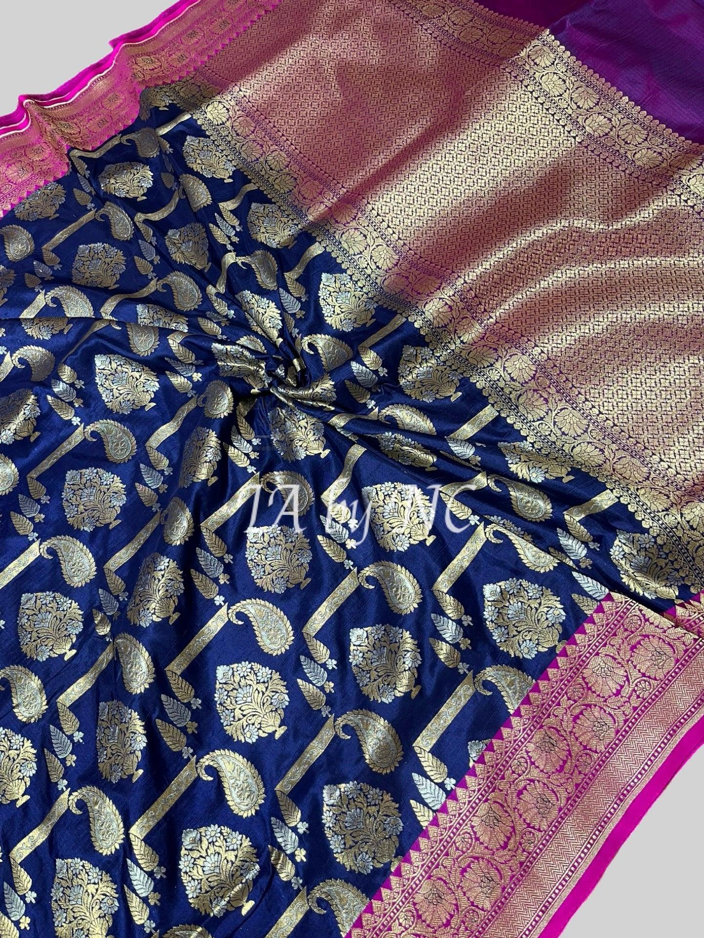 Navy Banarasi Pure Katan Silk Pattu Saree