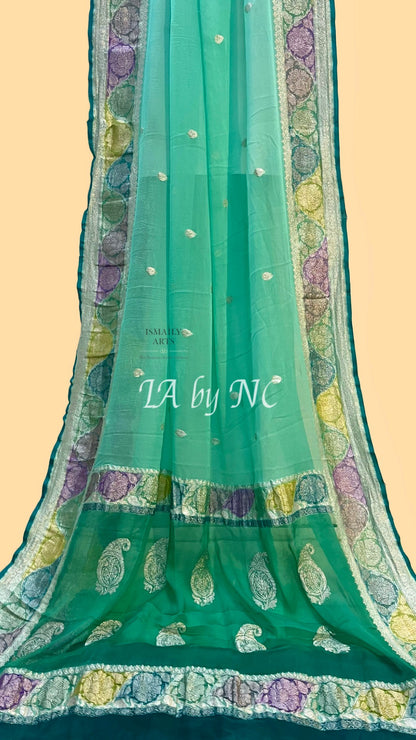 Jungle Banarasi Pure Khaddi Georgette Kadwa Saree