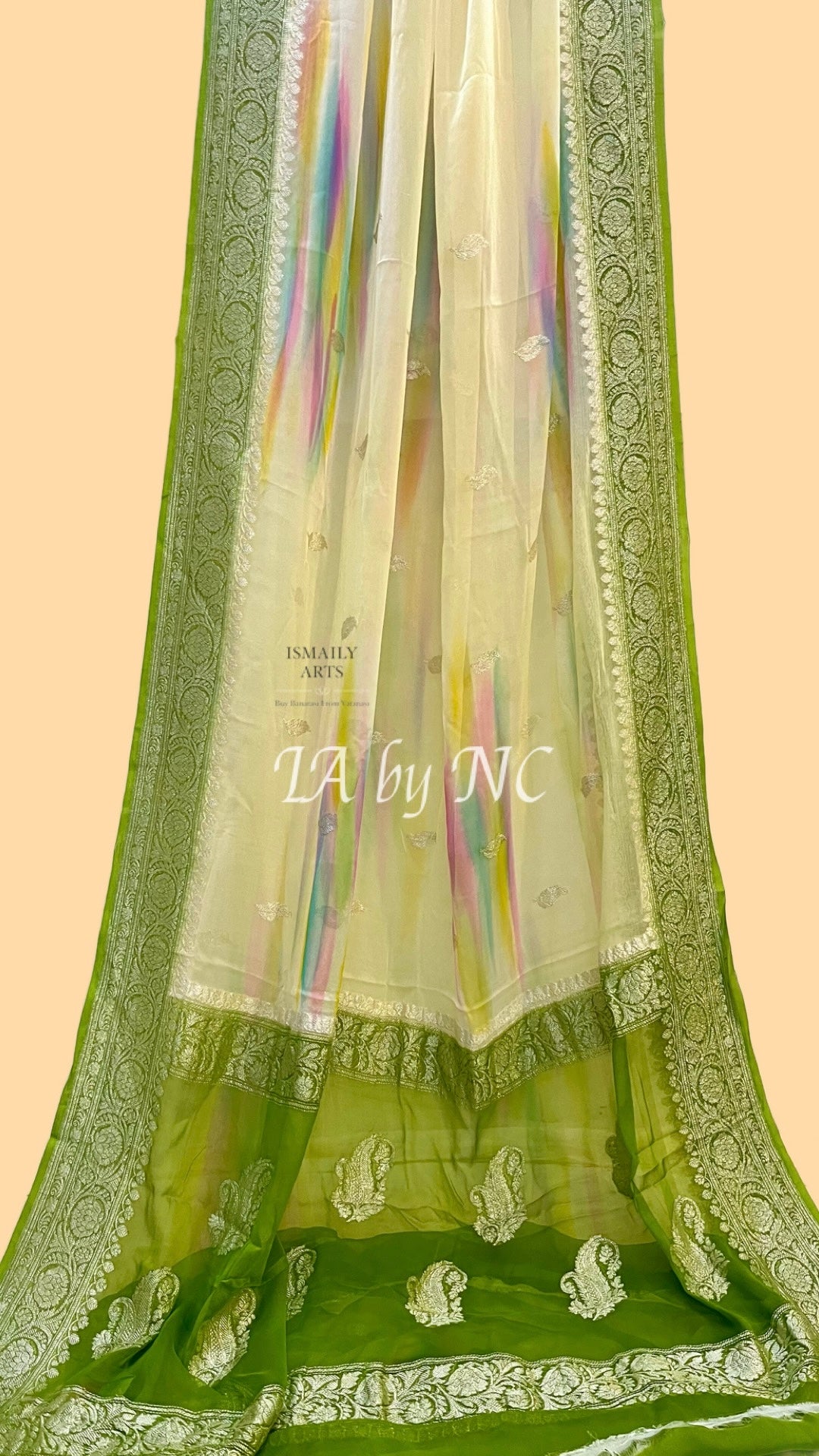 Olive Banarasi Pure Khaddi Georgette Kadwa Saree