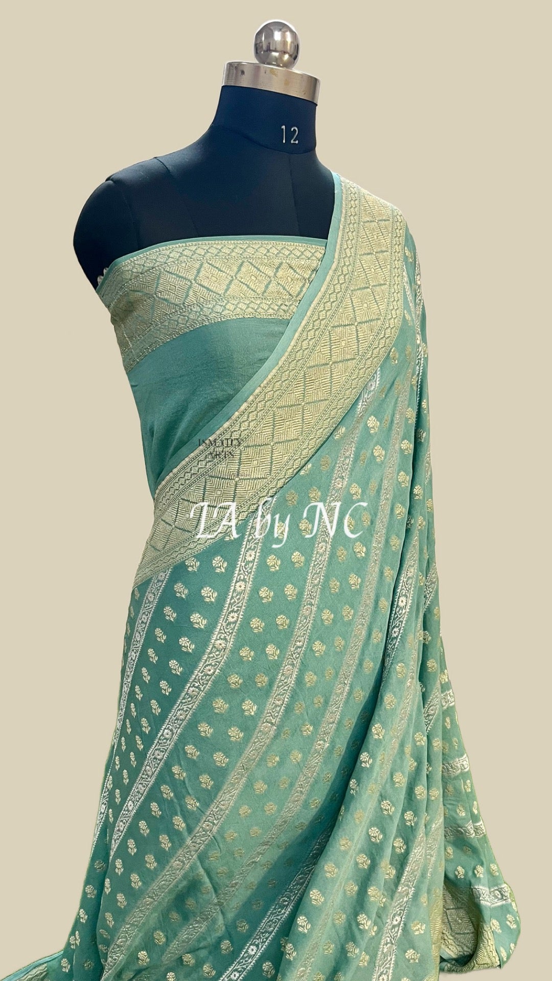 Turquoise Banarasi Pure Khaddi Georgette Saree