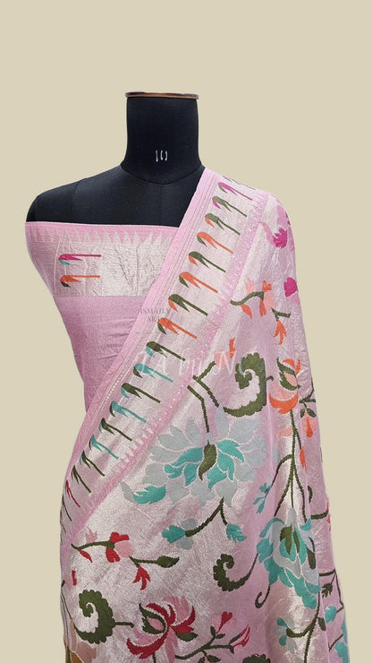 Baby Banarasi Pure Khaddi Tussar Georgette Brocade Saree