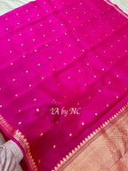 Fuschia Banarasi Pure Kora Silk Kadwa Saree