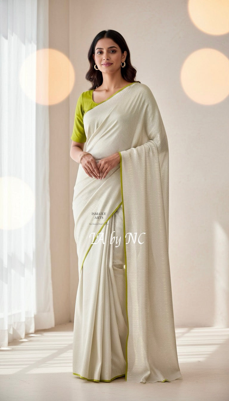 Offwhite Banarasi Pure Khaddi Georgette Saree