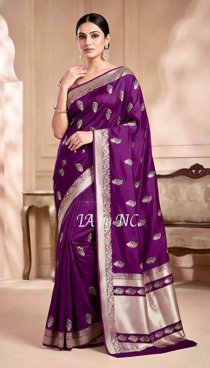 Byzantine Banarasi Mashru Katan Silk Meenakari Saree