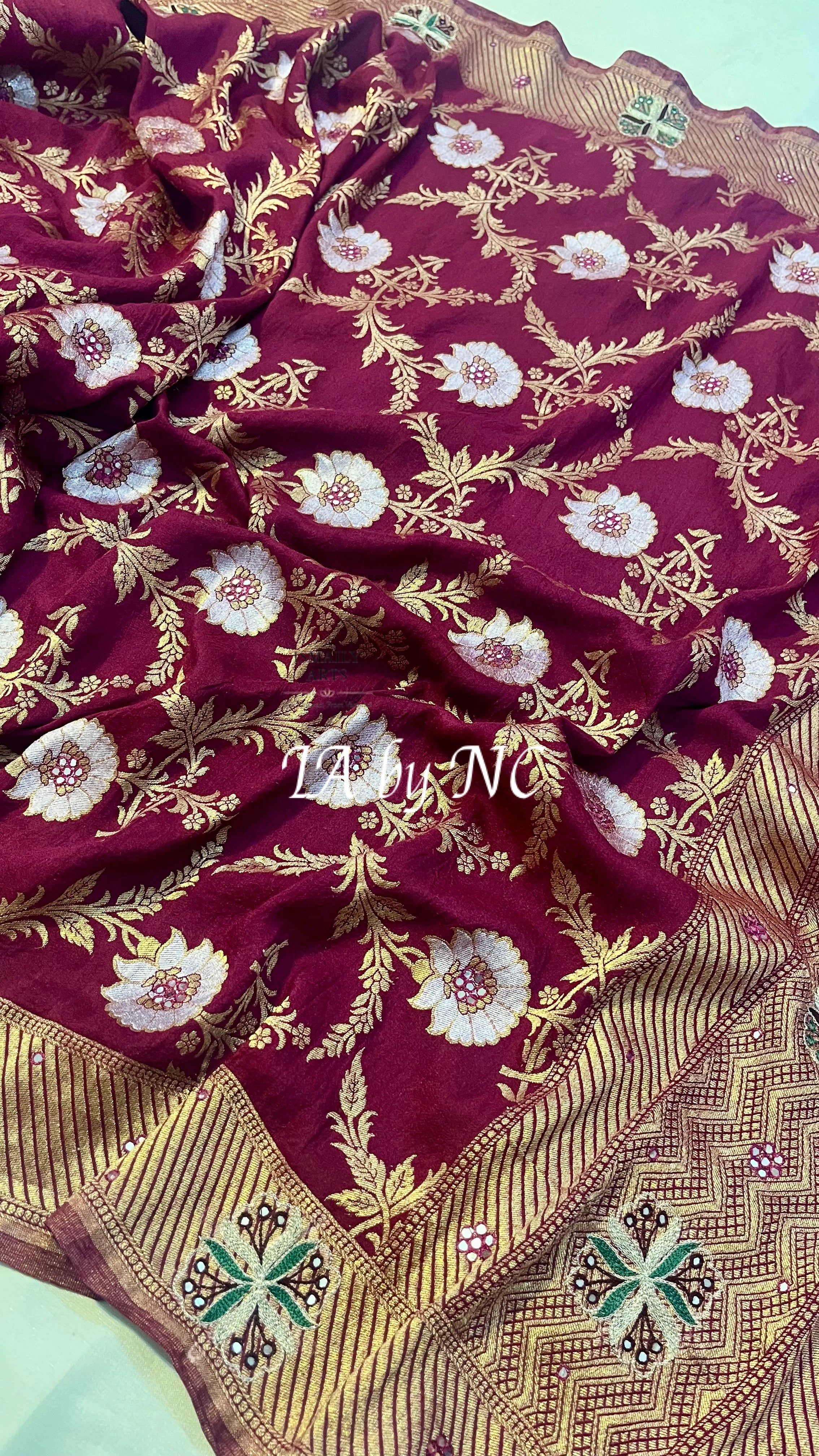Sangria Banarasi Pure Munga Silk Sona Rupa Handwork Dupatta