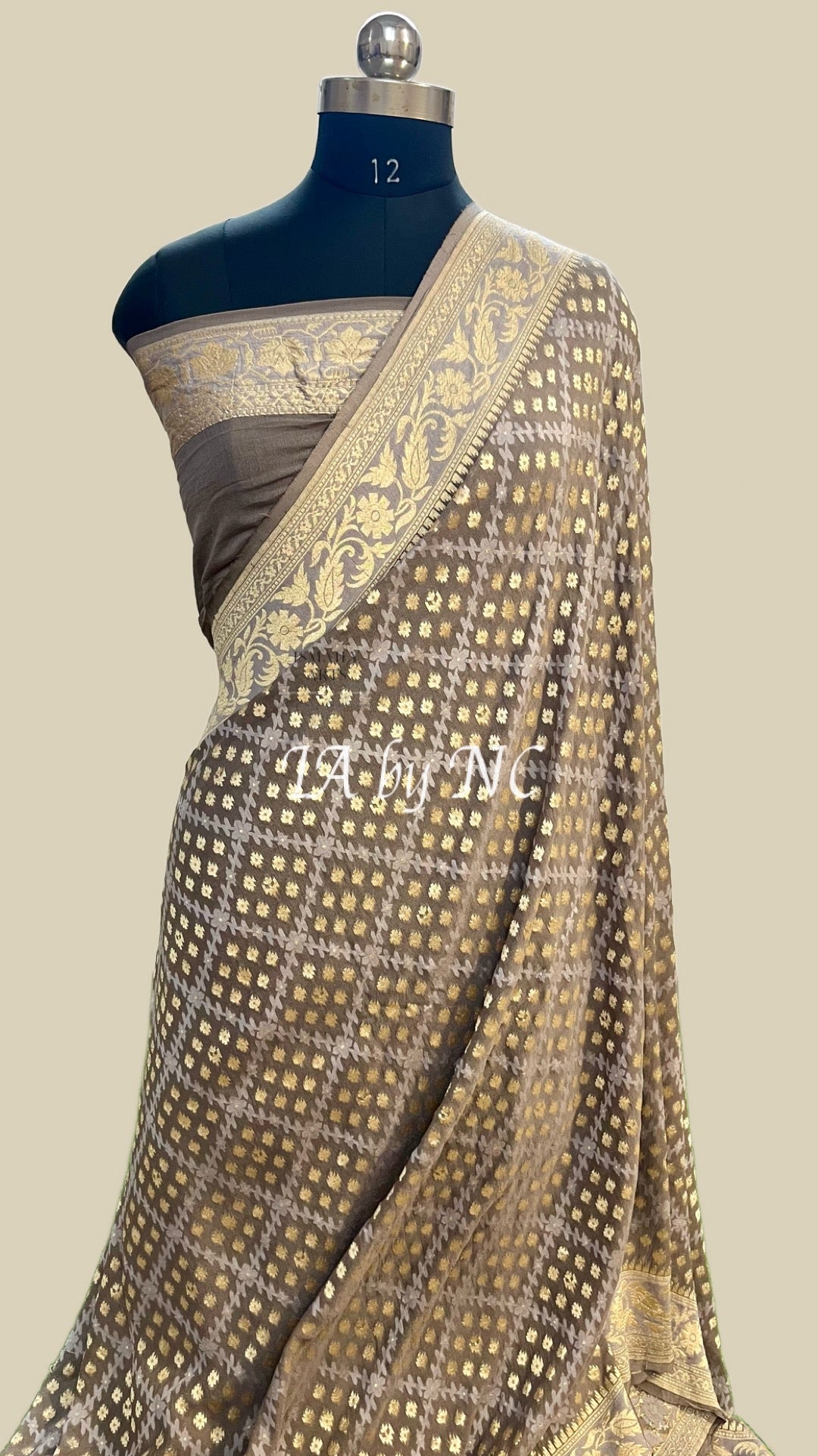 Oyster Banarasi Pure Khaddi Georgette Saree