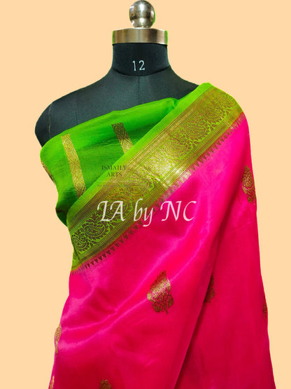 Neon Banarasi Pure Kora Organza Kadwa Saree