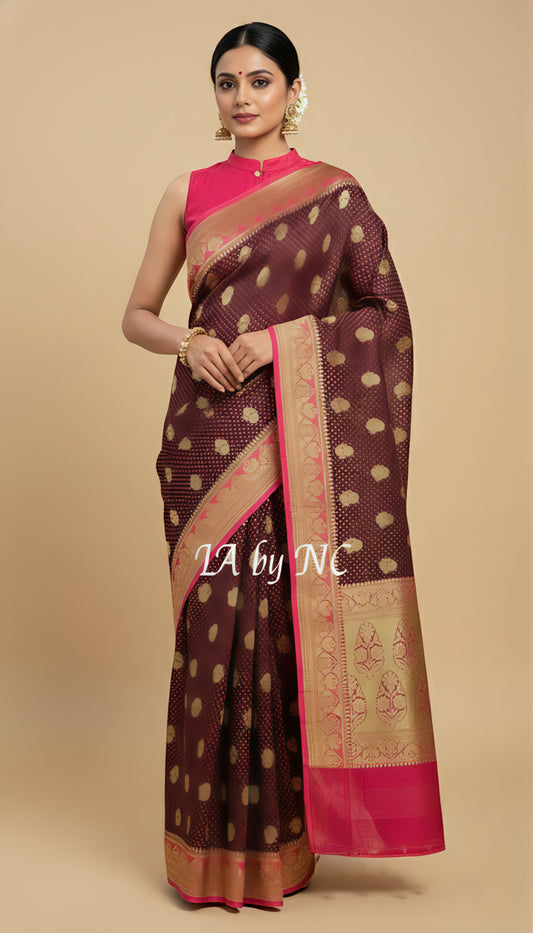 Hickory Banarasi Pure Khaddi Georgette Saree