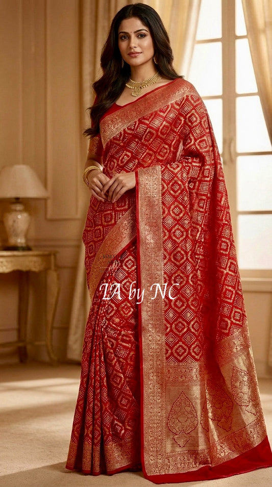 Crimson Banarasi Pure Khaddi Georgette Sona Rupa Saree
