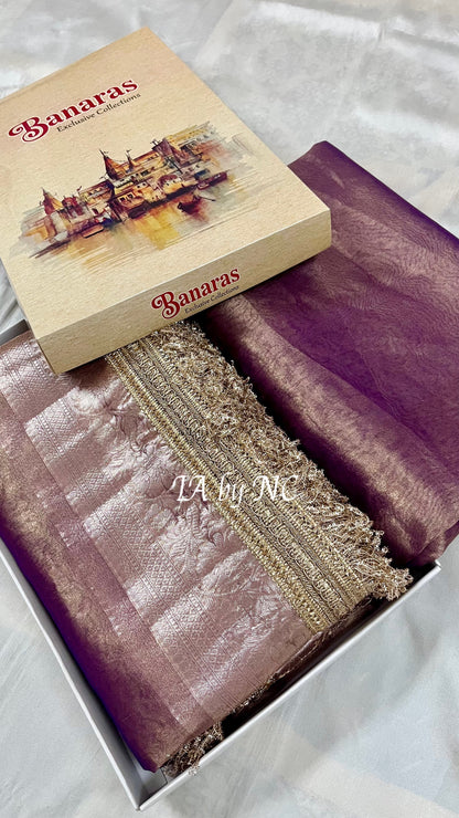 Grape Banarasi Pure Tissue Silk Saree