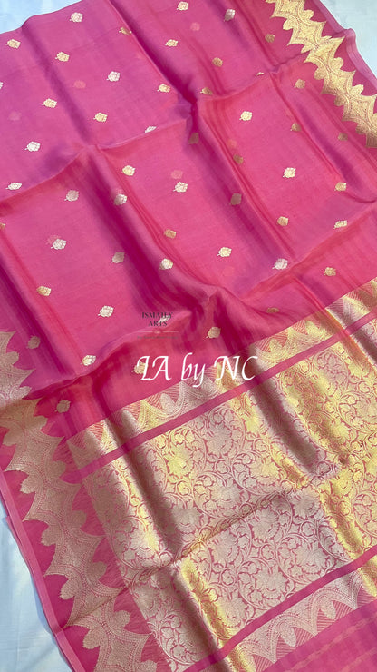 French Banarasi Pure Kora Silk Kadwa Saree