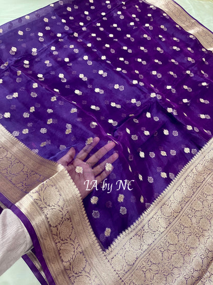 Grape Banarasi Pure Tissue Silk Saree