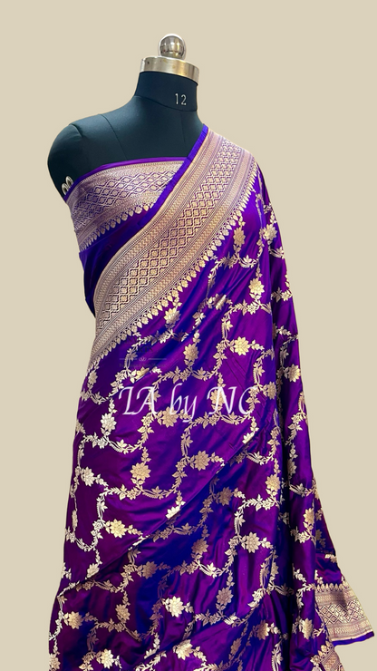 Grape Banarasi Pure Katan Silk Pattu Saree